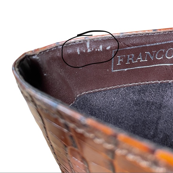 Franco Sarto L-Tribute Brown Leather Crocodile Embossed Tall Boots Women's Sz 8 - Picture 11 of 12